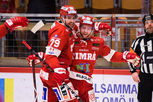 Timrås Ludvig Rensfeldt och Sebastian Ohlsson jublar
