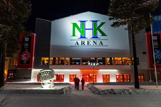 NHK Arena exteriört innan ishockeymatchen i SHL mellan
