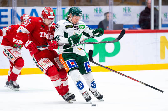 Timrås Filip Hållander och Färjestads Oskar Steen