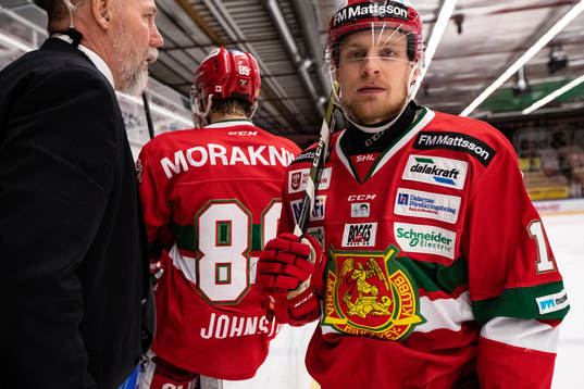 Moras tränare Mats Lusth och Moras Alexander Hilmerson