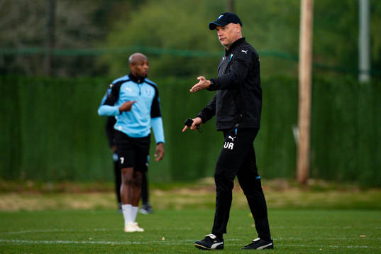 Fouad Bachirou och tränare Uwe Rösler
