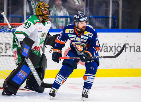 Rögles målvakt Justin Pogge och Växjös Nichlas Hardt