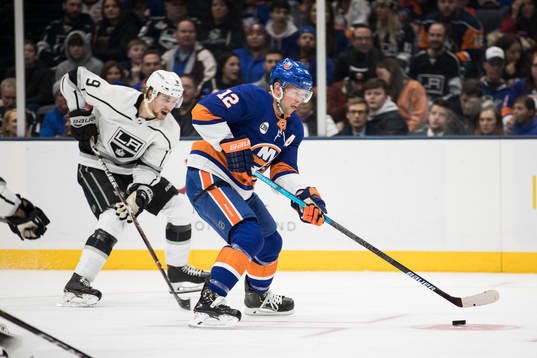 Adrian Kempe of Los Angeles Kings and Josh Bailey of New