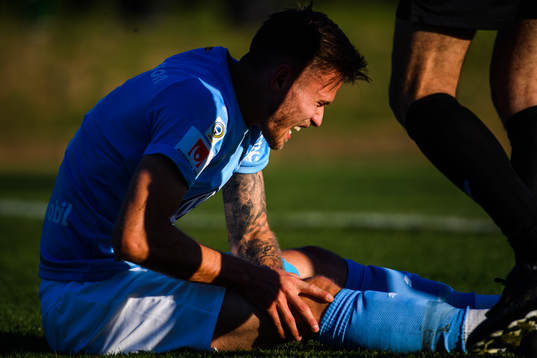 Arnor Traustason of Malmö FF in pain