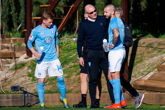 Uwe Rösler, head coach and Guillermo Molins of Malmö FF