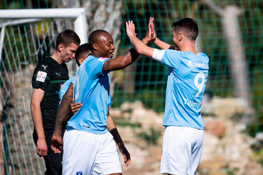 Carlos Strandberg and Markus Rosenberg of Malmö FF