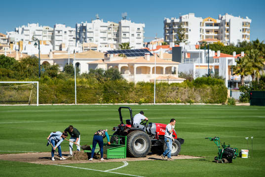 Gräset på fotbollsplanen på anläggningen på  Cascade &