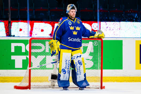 goaltender Magnus Hellberg of Sweden looks dejected