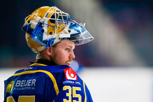 Goaltender Magnus Hellberg of Sweden a head of the Beijer