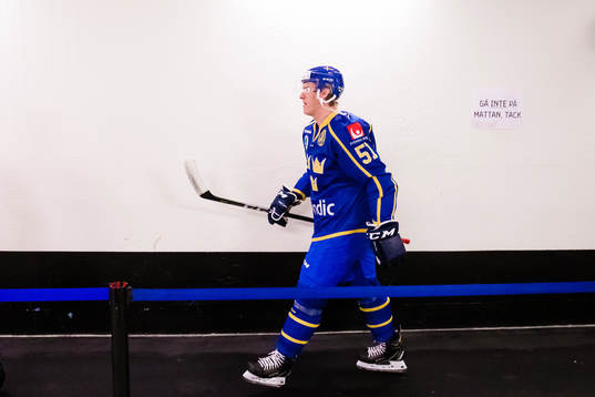 Emil Sylvegård of Sweden a head of the Beijer Hockey Games