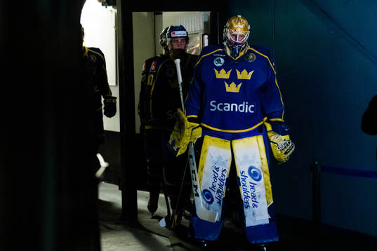 goaltender Magnus Hellberg of Sweden a head of the Beijer
