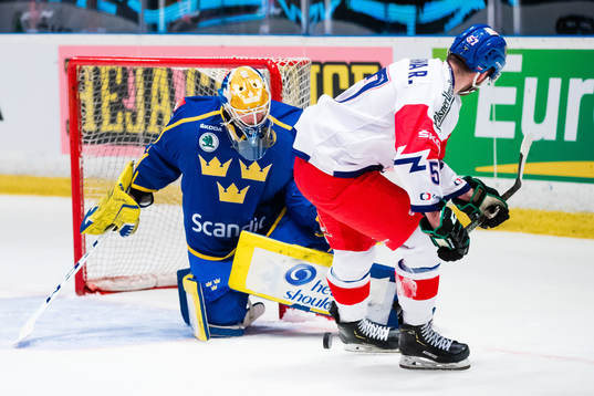 Goaltender Magnus Hellberg and of Czech Republic Radim