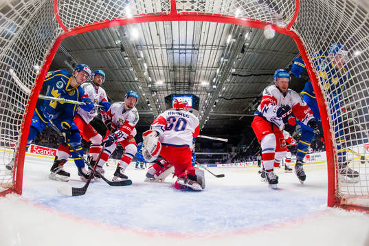 Joakim Nygård of Sweden with a chance to score