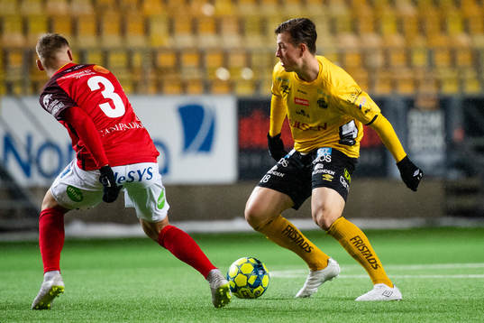 Falkenbergs Hampus Svensson och Elfsborgs Simon Olsson