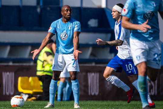 Fouad Bachirou of Malmö FF reacts