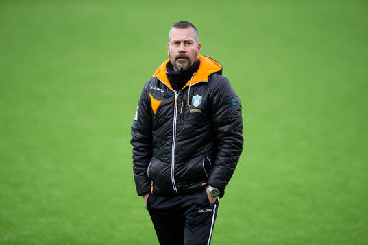 Göteborgs tränare Marcus Lantz innan fotbollsmatchen i