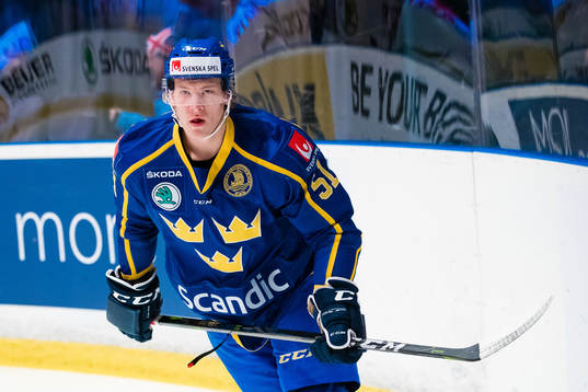 Emil Sylvegård of Sweden a head of the Beijer Hockey Games