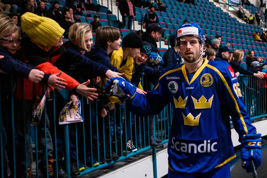 Mathias Bromé of Sweden a head of the Beijer Hockey Games
