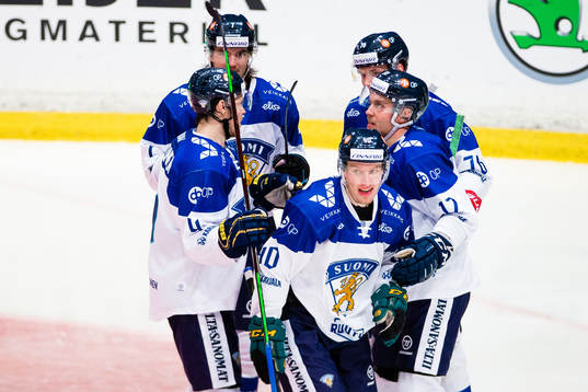 Eemeli Suomi of Finland celebrates