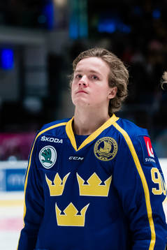 Jesper Boqvist of Sweden a head of the Beijer Hockey Games