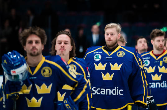 Goaltender Magnus Hellberg of Sweden a head of the Beijer