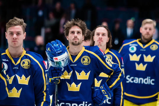 Mathias Bromé of Sweden a head of the Beijer Hockey Games