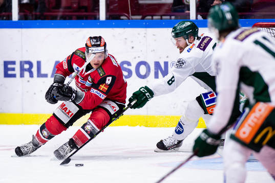Malmö Redhawks Frederik Storm och Färjestads Robin Press