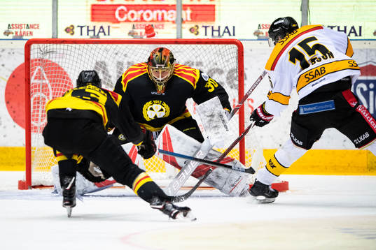 Brynäs målvakt Joacim Eriksson och Luleås Carl Mattsson