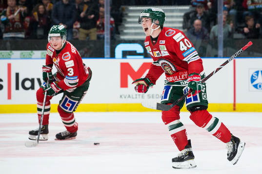 Frölundas Joel Mustonen  jublar