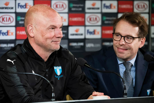 Uwe Rösler, head coach of Malmö FF and Peter Åhlander