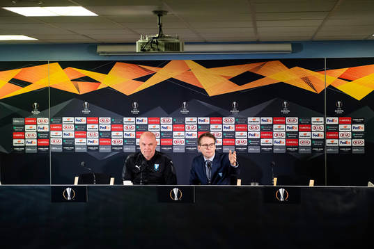 Uwe Rösler, head coach of Malmö FF and Peter Åhlander