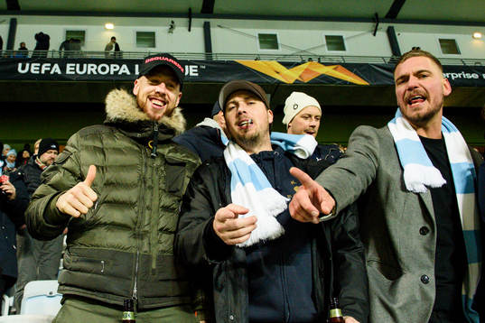 Leeds player Pontus Jansson in the stands ahead the Europa