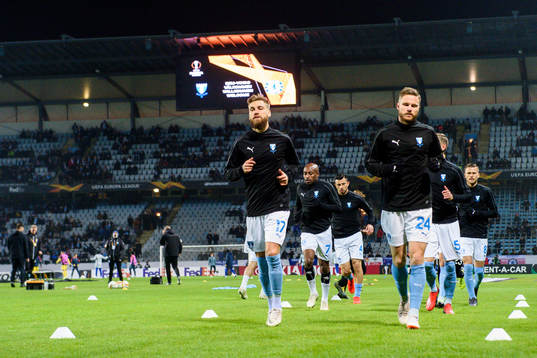 Rasmus Bengtsson and Lasse Nielsen of Malmö FF