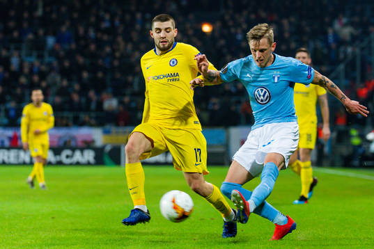 Mateo Kovacic of Chelsea and Sören Rieks of Malmö FF