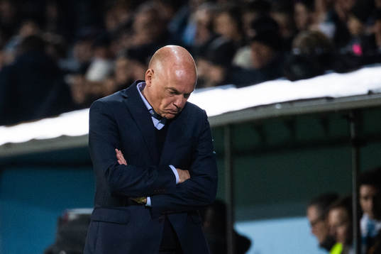 Uwe Rösler, head coach of Malmö FF looks dejected
