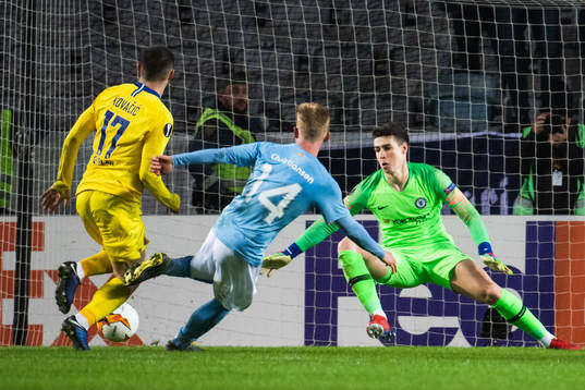 Anders Christiansen of Malmö FF scores 1-2 behind