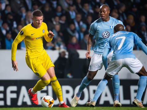 Ross Barkley of Chelsea and Carlos Strandberg of Malmö FF