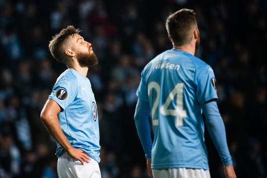 Rasmus Bengtsson of Malmö FF looks dejected