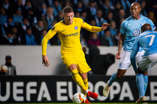 Ross Barkley of Chelsea and Carlos Strandberg of Malmö FF