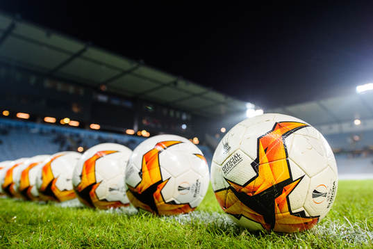 General view of official match balls prior to the Europa