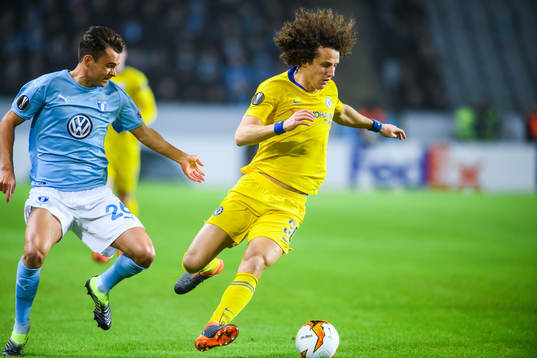 Andreas Vindheim of Malmö FF and David Luiz of Chelsea