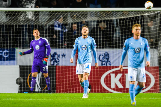 Lasse Nielsen of Malmö FF looks dejected