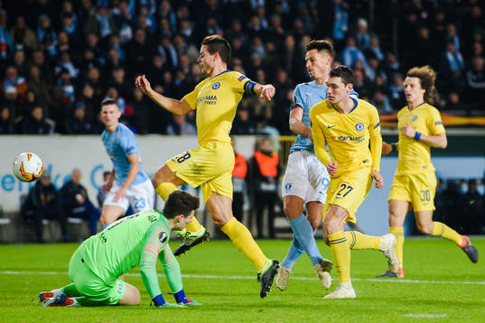 Markus Rosenberg of Malmö FF in a duel with Andreas