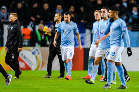 Andreas Vindheim of Malmö FF looks dejected