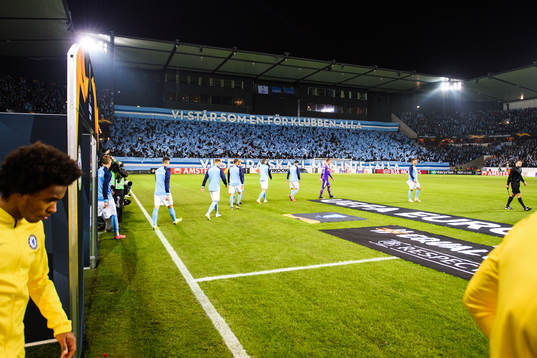 Players of Malmö FF enters the pitch