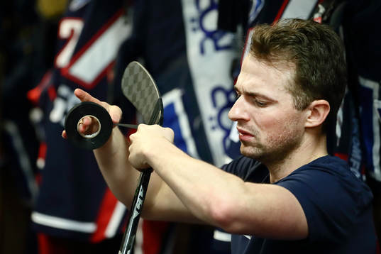 Linköpings Broc Little före ishockeymatchen i SHL mellan