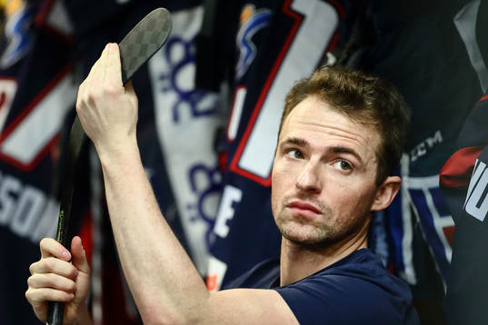 Linköpings Broc Little före ishockeymatchen i SHL mellan