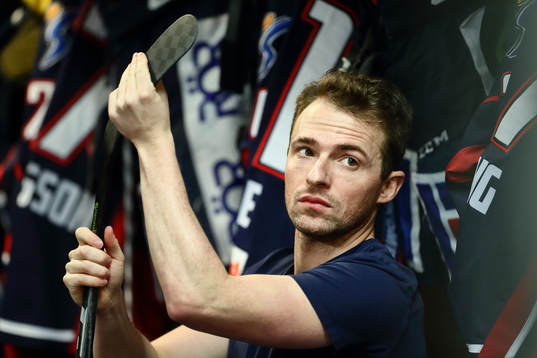 Linköpings Broc Little före ishockeymatchen i SHL mellan