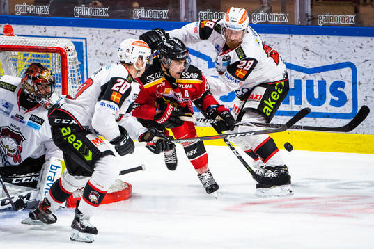 Luleås Karl Fabricius och Malmö Redhawks Jens Olsson