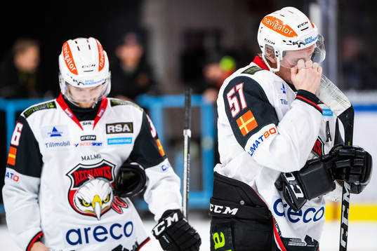 Malmö Redhawks Anton Öhman och Emil Sylvegård deppar